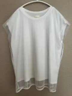 美品BEAMS HEART チュールレイヤードフレンチTシャツ白フリーS.M相当のサムネイル