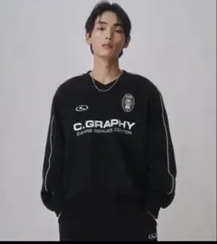 C.GRAPHY Vネック スウェット m ブラック トレーナー