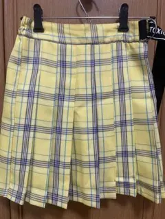 イエローチェック プリーツスカート