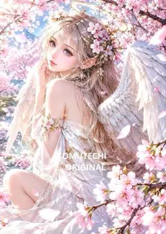 桜の中の天使　デジタルアート　2L判