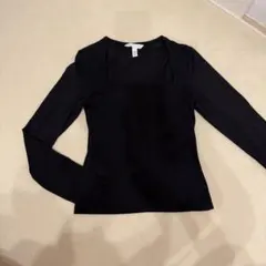 H&M スクエアネック 長袖カットソー ブラック XS