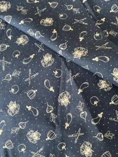 難あり！モダMODA濃紺ベジタブルプリント生地