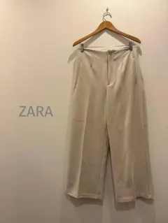 ZARA ワイドパンツ ホワイト ノータック L アイボリー　ホワイト系のサムネイル