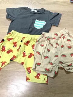 Tシャツ・スイカ・タコ柄パンツセット