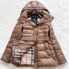 新品□バーバリー ダウンコート ノバチェック柄 トレンチ風 フード