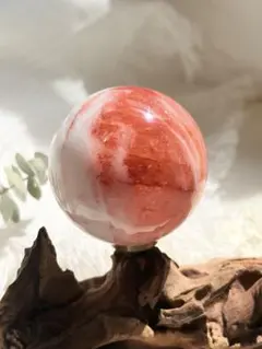 ブラッド桜瑪瑙　6cm 天然石 296g 丸玉　高品質　花模様　スフィア　ピンク ブラッド桜瑪瑙 6cm 天然石 296g 丸玉 高品質 花模様 スフィア ピンク