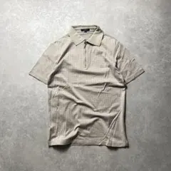 BURBERRYLONDON ハーフジップポロシャツ半袖ドットロゴ刺繍ベージュのサムネイル
