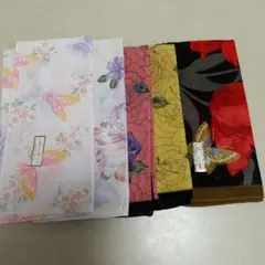 花柄と蝶のデザイン ハンカチ 5枚セット