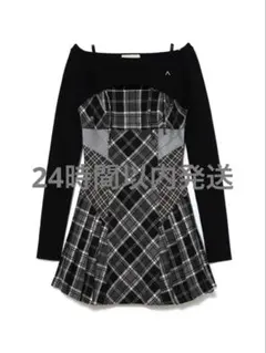 andmary Nadia check pleats mini dress - メルカリ