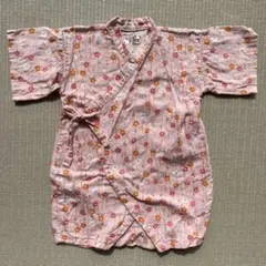 ベビー甚平 80 花柄 ピンク ロンパース 女の子 夏服