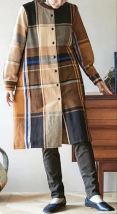 サニークラウズ　ドデカいチェックの切り込みチュニック　L