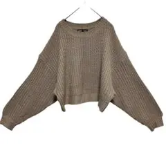 訳あり！ シイーン ショート丈ニット ブラウン シンプル 【M】