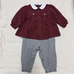 familiar チェック柄ロンパース 80cm