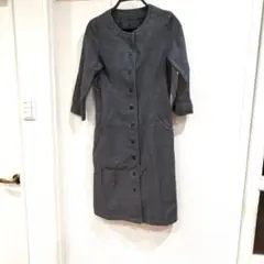 グレー デニム風 ワンピース 膝丈　前ボタン　7分袖　着丈約96㌢