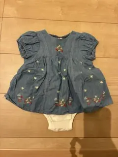 プティマイン　花柄デニムワンピース　70サイズ　女の子　ロンパース
