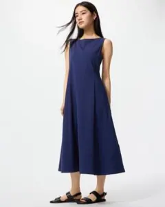 ユニクロ　ウルトラストレッチエアリズムワンピース丈短め　ネイビー　S 新品