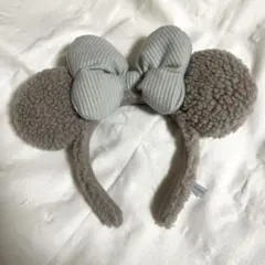 ディズニー ミニーちゃん カチューシャ モコモコ グレー 水色