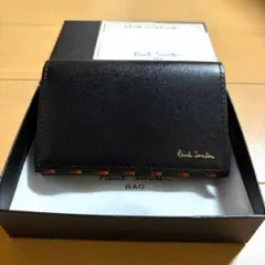 未使用級】Paul Smith マーケトリーストライプラビット名刺入れ黒