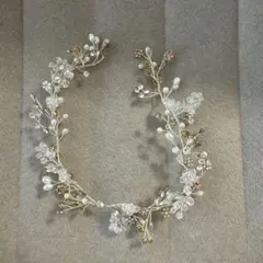 ヘッドドレス シルバー 花 リーフ ヘアアクセサリー 髪飾り ウェディング