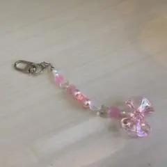 リボンモチーフ　推し　ストラップ　M ピンク