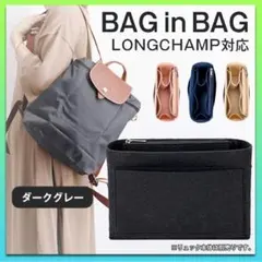 【値引きキャンペーン中】バッグインバッグ リュック ダークグレー ロンシャン