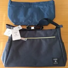 アネログランデ 斜め掛けショルダーバッグ黒+バッグインバッグ紺 2点セット 新品