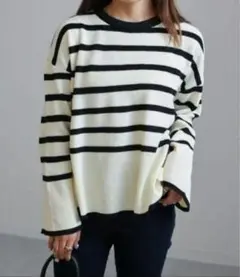 ボーダーデザインのニット セーター Мサイズ レディース ニット