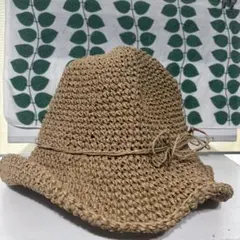 レディースストローハット 57cm ベージュ