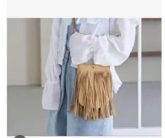 Kastaneフリンジデザイン ショルダーバッグ ベージュ