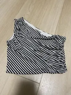 H&M ワンショルダーストライプトップス　ショート丈　XS