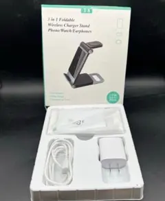 未使用　3in1 ワイヤレス充電器 折りたたみ式 T8 15W急速充電 ホワイト