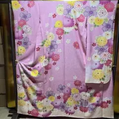 七五三 3歳女の子着物 新品 2点セット 鮮やか黄色 水色 花車 手毬