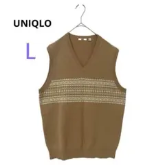 UNIQLO ユニクロ　メンズ　ニット　ベスト Ｖネック　ベージュ　L