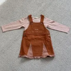 ブランシェス 100 ワンピース セットアップ ジャンスカ デニム オレンジ