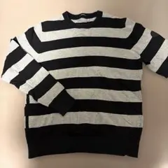 Armani Jeans（アルマーニジーンズ） ボーダーセーター 黒×グレーのサムネイル