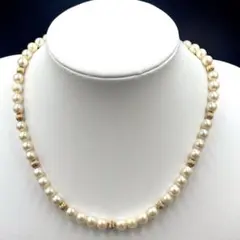 上品シャンパンゴールド✨干渉色◎7mm珠あこや本真珠ゴールドネックレス