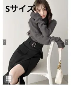 GRL 新作　サムホール付きロングスリーブニットトップス　k9206d 黒