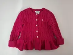 ラルフローレン　ピンク ケーブル編み カーディガン