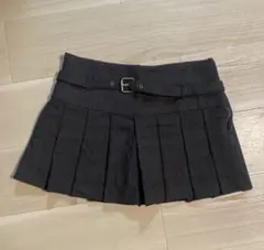 グレー チェック柄 プリーツスカート ベルト付き
