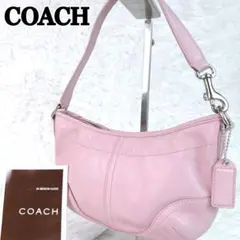 極稀少✨ COACH　アクセサリーポーチ　ハーフムーン さくら ピンク レザー
