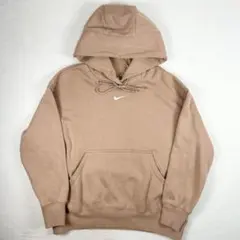 b744✨美品✨【NIKE】パーカー　フーディ　センター刺繍ロゴ　ベージュ　XL