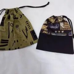 ♣巾着袋 セット 文房具デザインとサイクリングテーマ