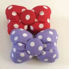 薄紫&赤白ドットセット♡コメントで二個450円に！ミニーちゃん型リボンゴム