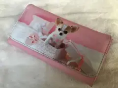 長財布　犬　ピンク