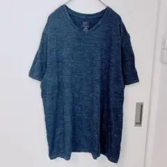 ジョージ Tシャツ Vネック 無地 L ビッグサイズ 青 半袖　ブルーグレーのサムネイル
