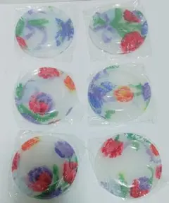 未使用 昭和レトロ カラフル 花柄模様 コースター 6枚 セット