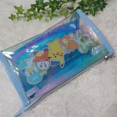 ポケモン キラキラ ふで箱 三角ポーチ ペンケース 小学生 水色 タグ付き