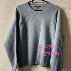 ユニクロ、薄い青セーター