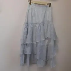 ペールブルー ティアードロングスカート　ナイスクラップ　NICE CLAUP