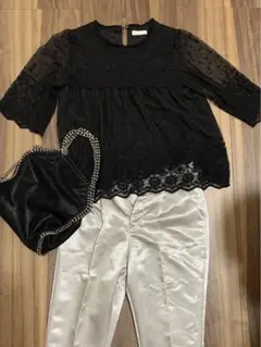 earth     黒レーストップス　冠婚葬祭にも　M